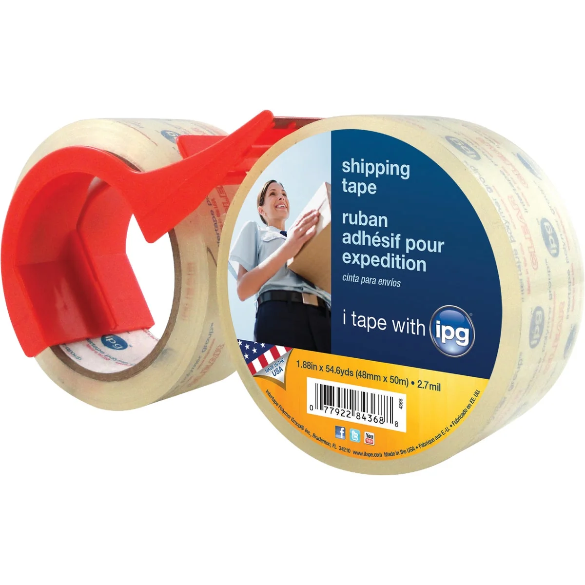 Original IPG 1.88 In. X 54.6 Yd. Clear Film Carton Sealing Tape 2 Pack Minimalist