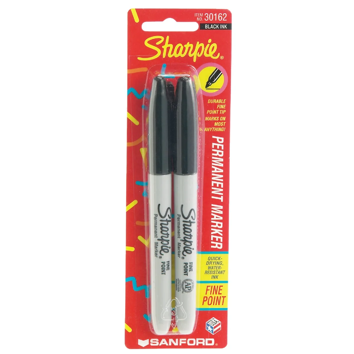 Detailed Sharpie Black Fine Point Permanent Marker 2-Pack Advanced