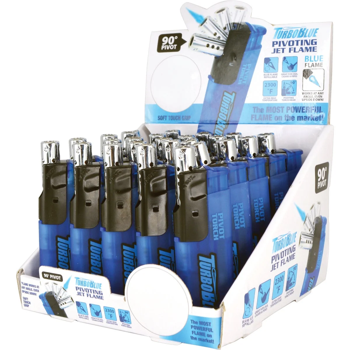Excellent Turbo Blue Refillable Pivoting Butane Lighter Breathable