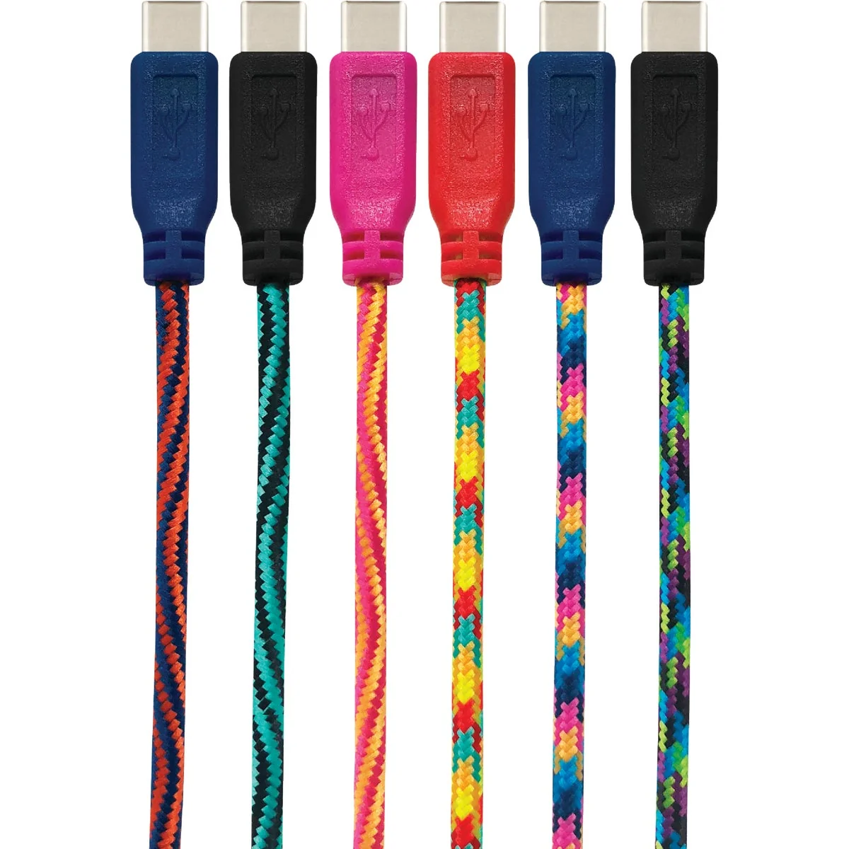 Superior GetPower 10 Ft. Multi-Color Braided USB-C Charging Sync Cable Effective
