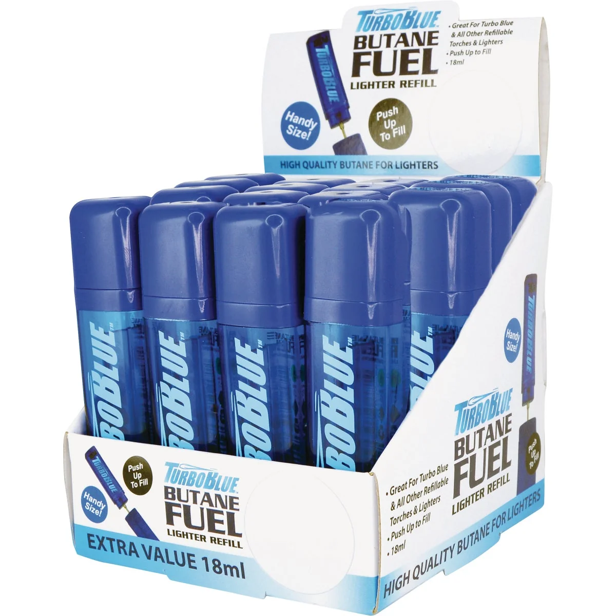 Sustainable Turbo Blue 18 mL Butane Lighter Fuel Refill Sophisticated
