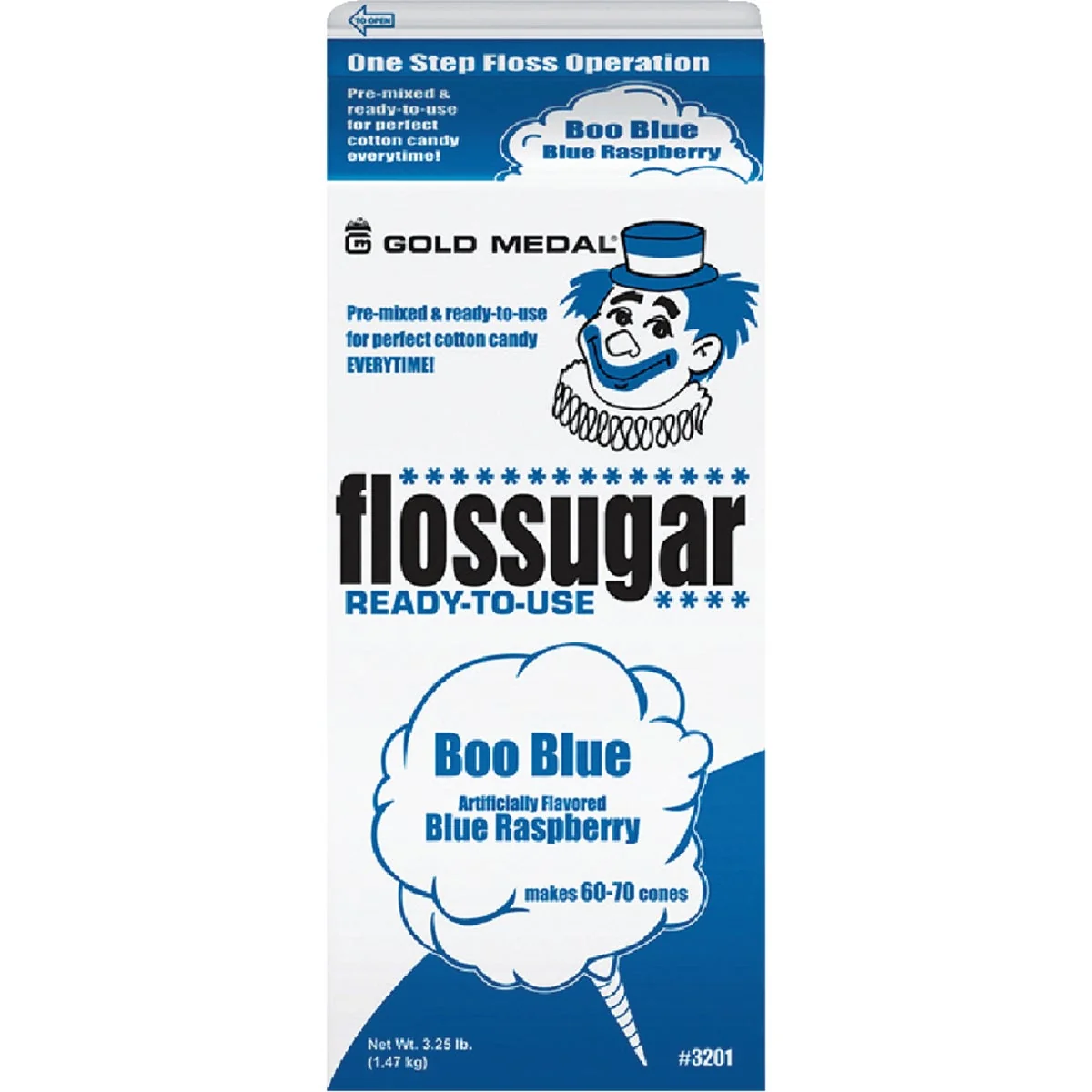 Natural Gold Medal Blue Raspberry 1 2 Gal. Cotton Candy Sugar Relaxed