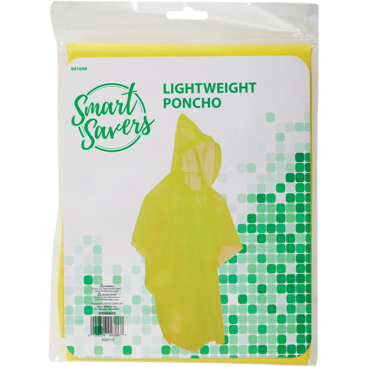 Innovative Smart Savers 52 In. x 40 In. Yellow Lightweight Rain Poncho Efficient