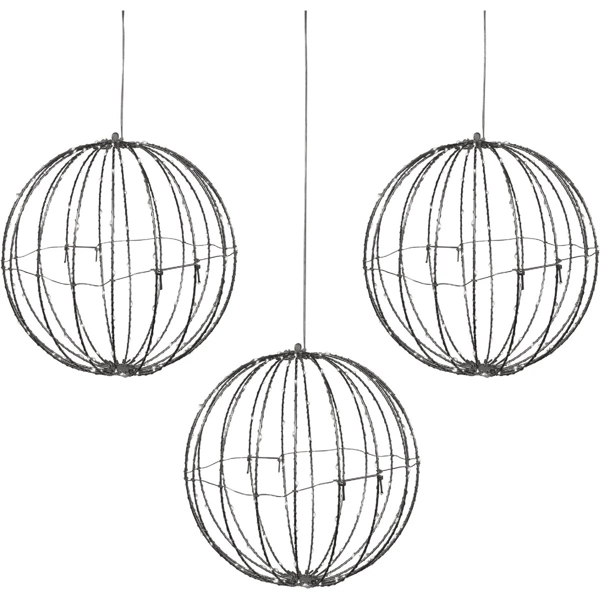 Refined Alpine 8 In. Foldable Metal Sphere Multi-Color LED Christmas Ornament 3-Pack Superior