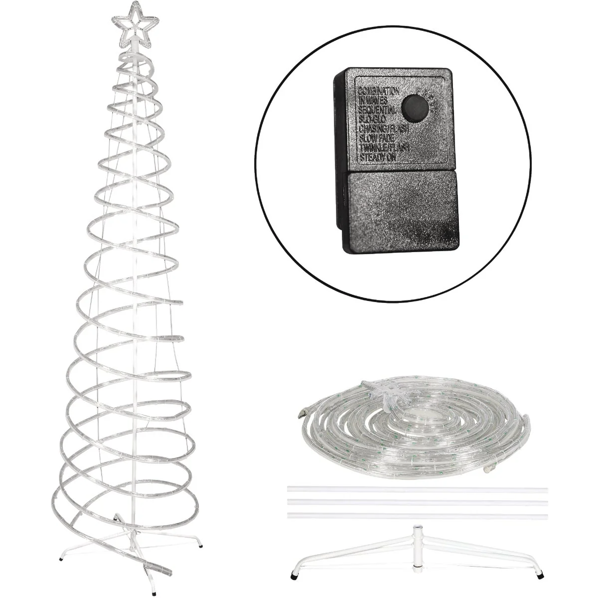 Authentic Alpine 91 In. LED Multi-Color Multi-Function Spiral Christmas Tree Lighted Decoration Secure
