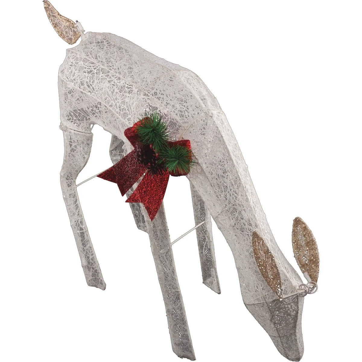 Premium Material Alpine 28 In. Cool White LED White Mesh Grazing Deer Lighted Decoration Enhanced