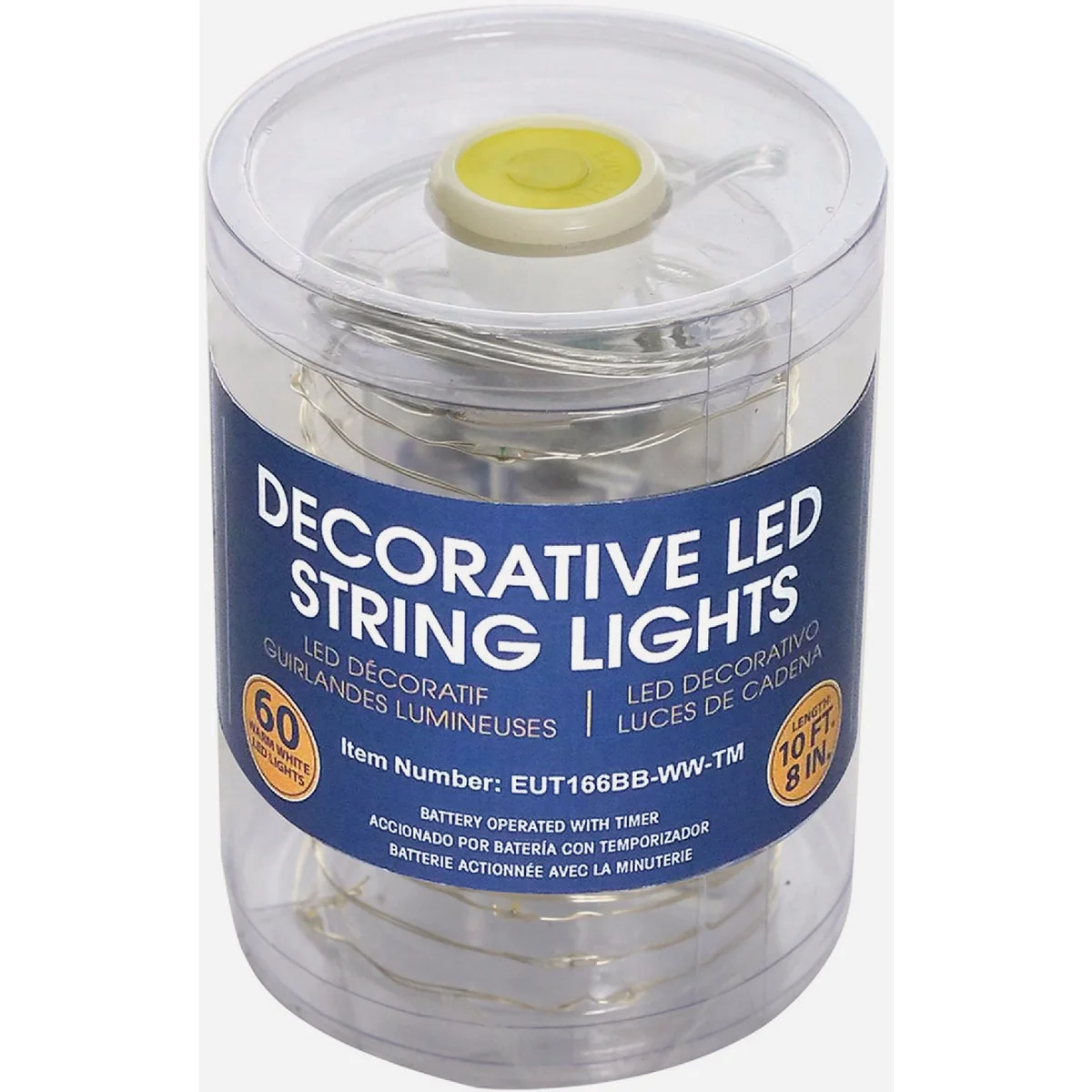 Superior Alpine 10-1 2 Ft. 60-Light Warm White LED Battery Operated Copper String Light Set Safe