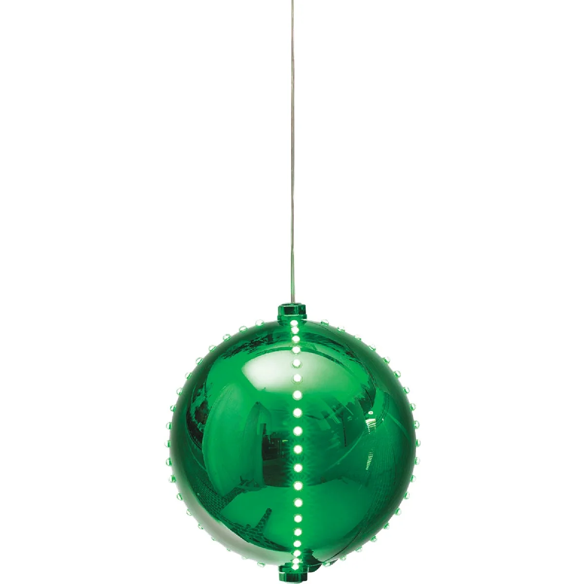 Smart Alpine 7 In. Green Chasing LED Ball Christmas Ornament Casual