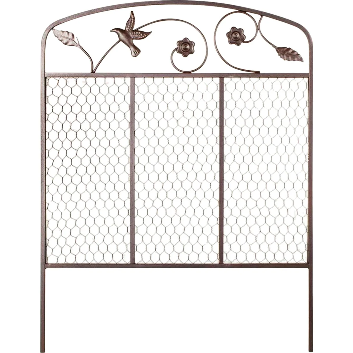 Relaxed Panacea 24 In. W. x 32 In. H. Metal Bird Flower Decorative Border Fence Official