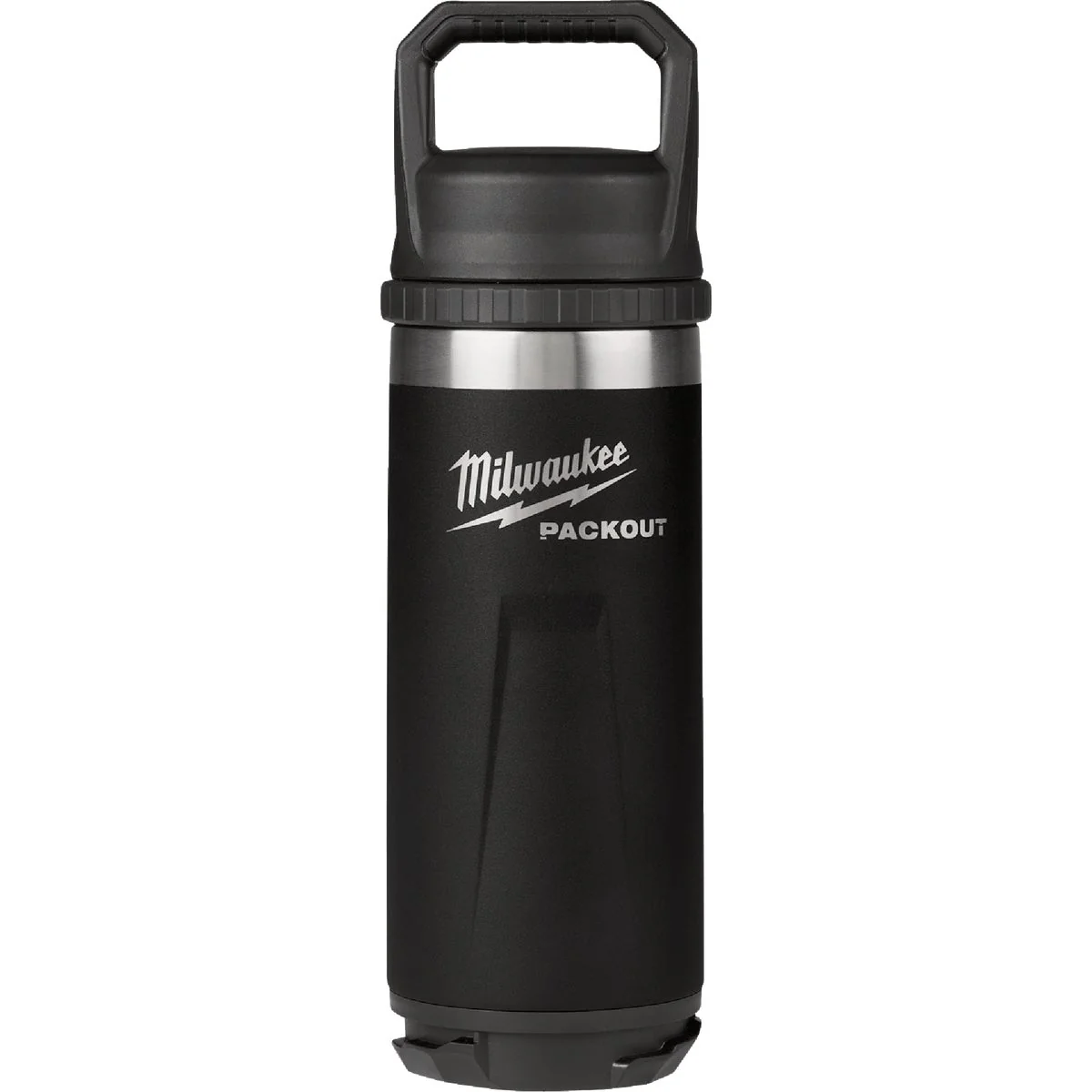 Solid Milwaukee PackOut 18 Oz. Black Insulated Bottle with Chug Lid Fine Crafted