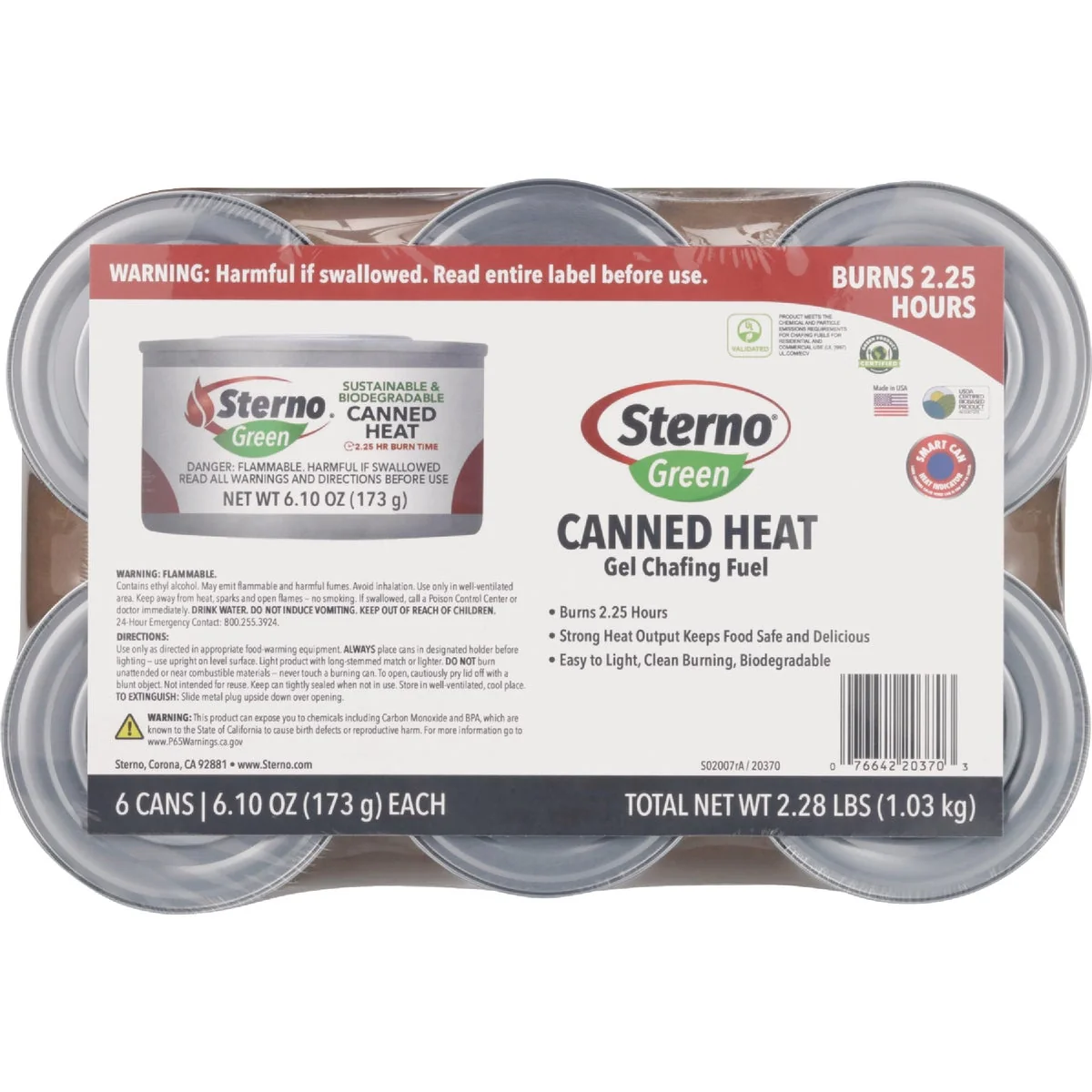 Reliable Sterno Canned Heat 6.10 Oz. Gel Chafing Fuel 6-Pack Refined