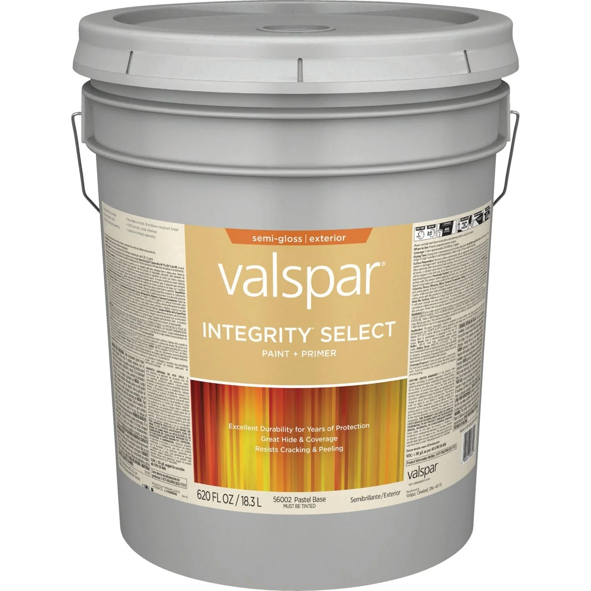 Pure Valspar Integrity Select Semi-Gloss Paint Primer Exterior Paint Pastel Base 5 Gal. Versatile