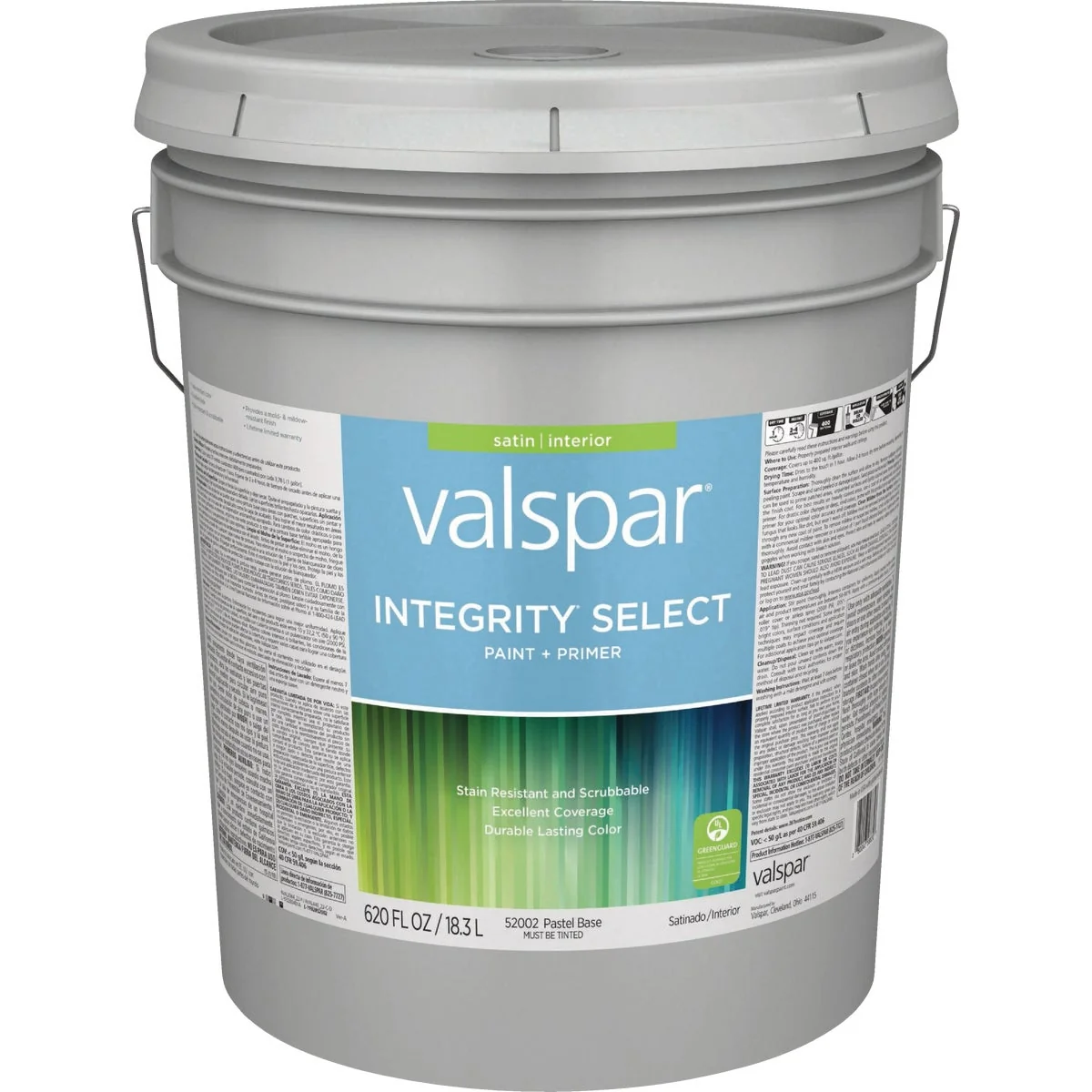 Top-Quality Valspar Integrity Select Paint Primer Satin Interior Paint Pastel Base 5 Gal. Secure