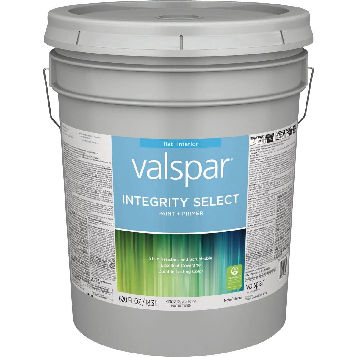 User-Friendly Valspar Integrity Select Paint Primer Flat Interior Paint Pastel Base 5 Gal. Elegant