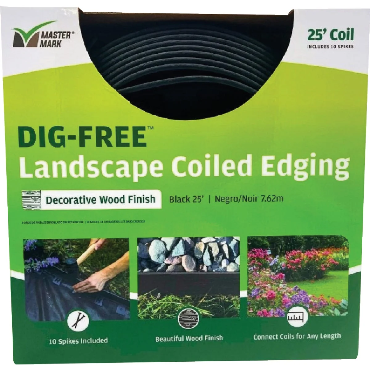 Excellent Master Mark Dig- 1.5 In. H. x 25 Ft. L. Black Recycled Plastic Landscape Edging Reusable