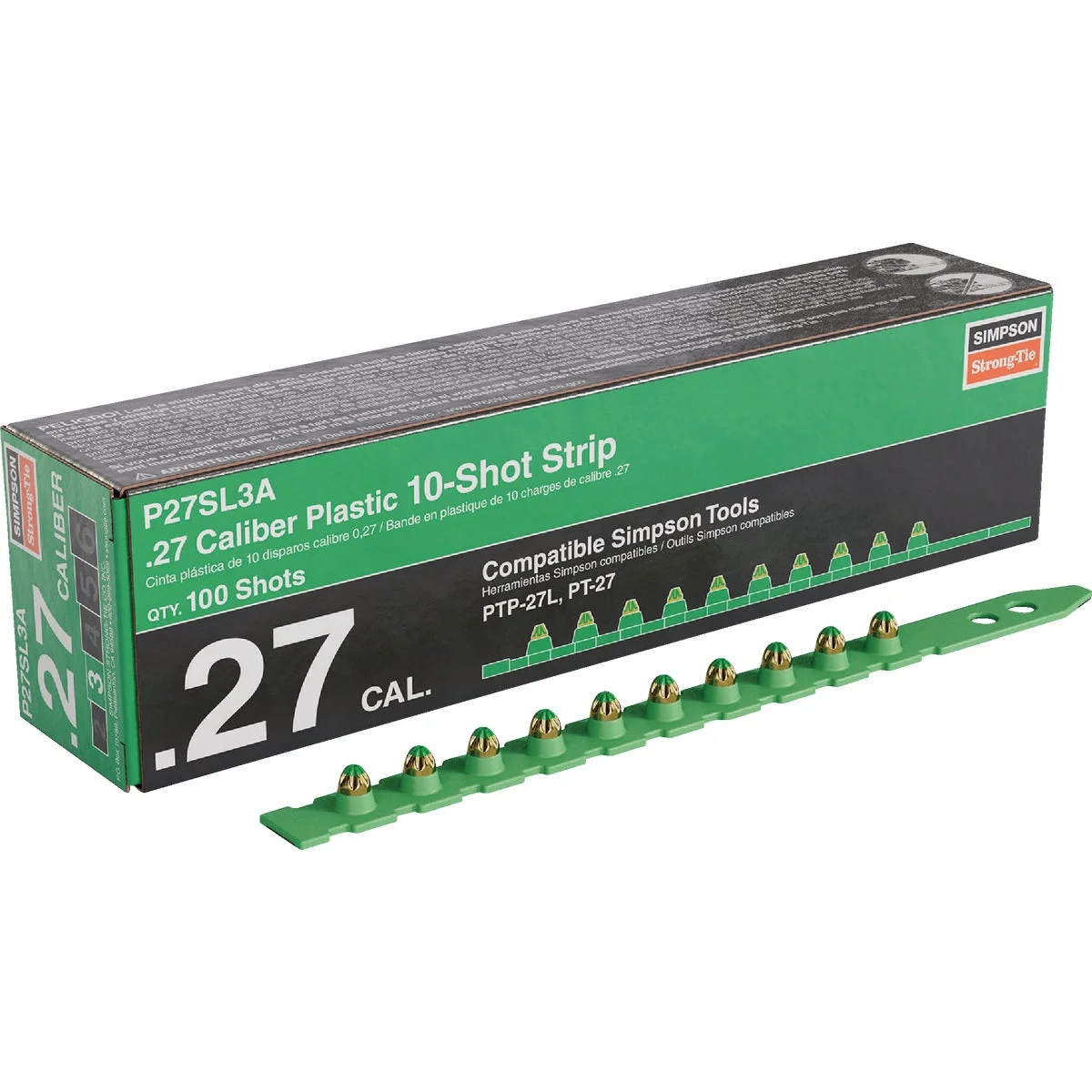 Reliable Simpson Strong-Tie 0.27-Caliber Level 3 Green Powder Load 10-Shot Strip 100-Qty Functional