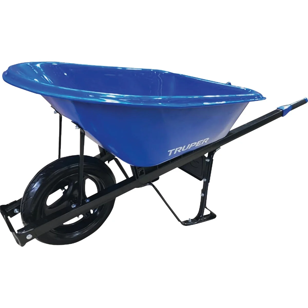 Clean Truper 6 Cu. Ft. HDPE Tray Wheelbarrow with Steel Handles Authentic