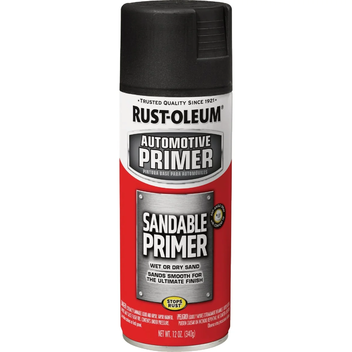 Recyclable Rust-Oleum Automotive Sandable Primer Spray 12 Oz. Black Professional