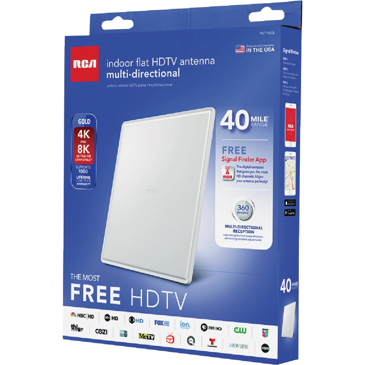Refined RCA White 8.15 In. W. x 9.13 In. L. Flat Multi-Directional HDTV Indoor Antenna Quality