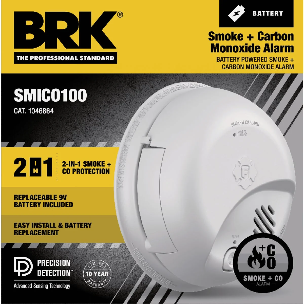 Luxury BRK Battery Powered Ionization Smoke Carbon Monoxide Alarm Soft