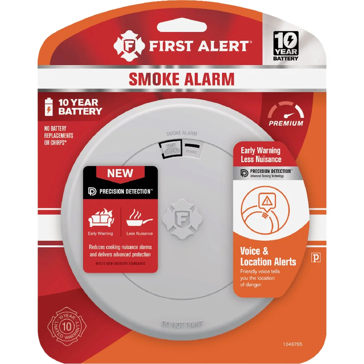 Original Design First Alert 10-Year Battery Photoelectric Smoke Alarm with Voice Alert Official