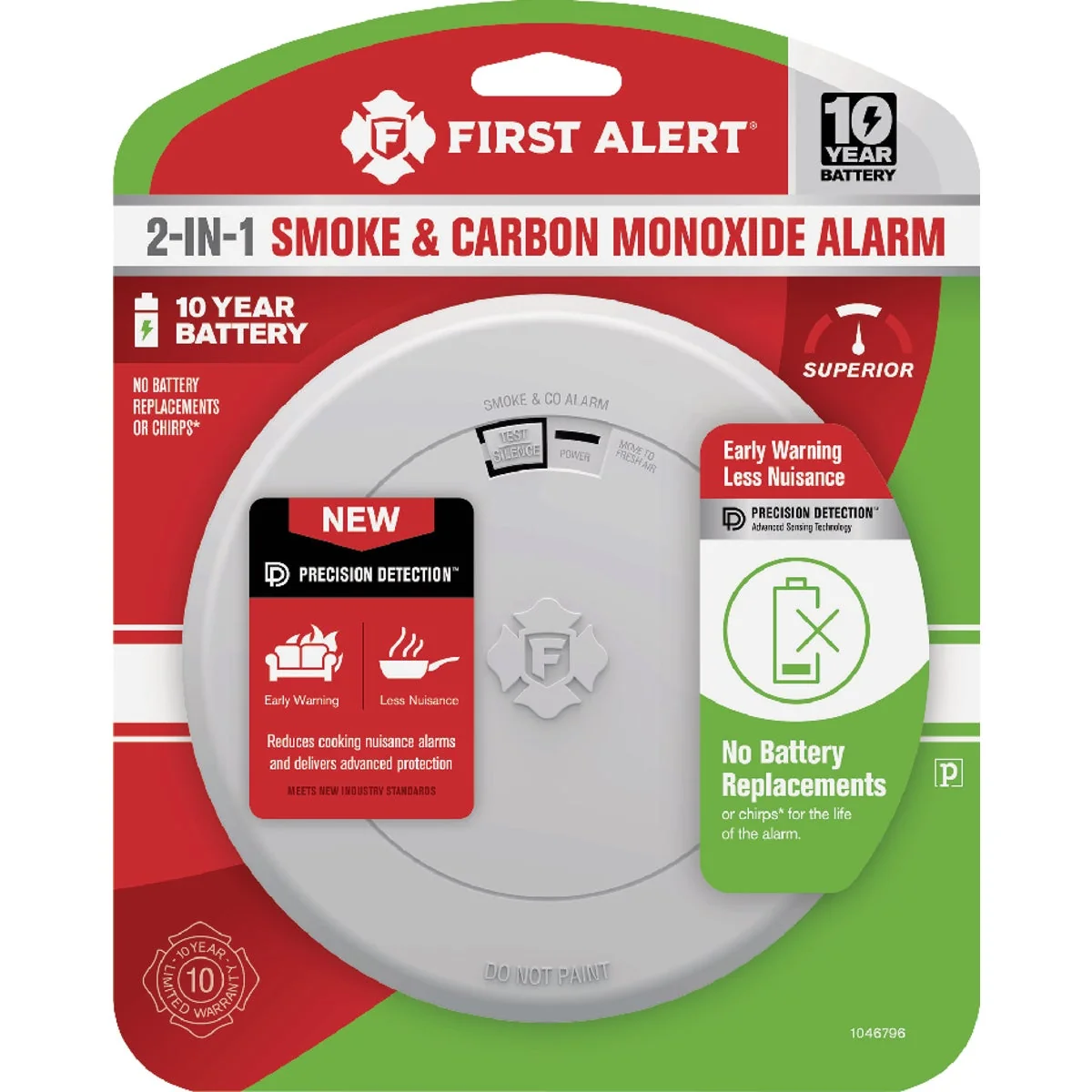 Sophisticated First Alert 2-In-1 10-Year Battery Photoelectric Smoke Carbon Monoxide Alarm Classic