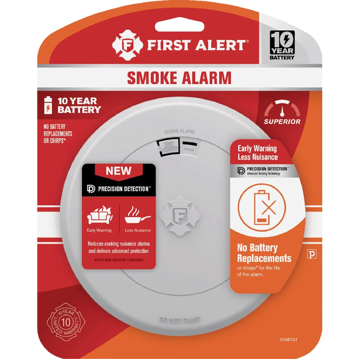 Comfortable First Alert 10-Year Battery Photoelectric Smoke Alarm with Slim Profile Organic