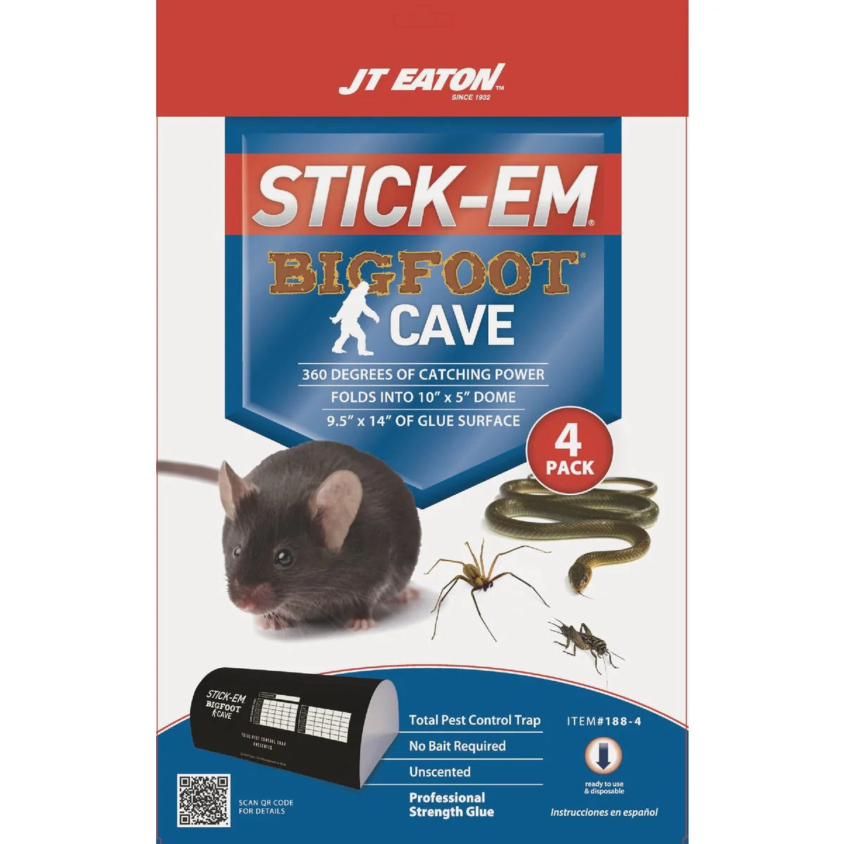 Recyclable JT Eaton Stick-Em Bigfoot Cave XL Glue Trap 4-Pack Trendy