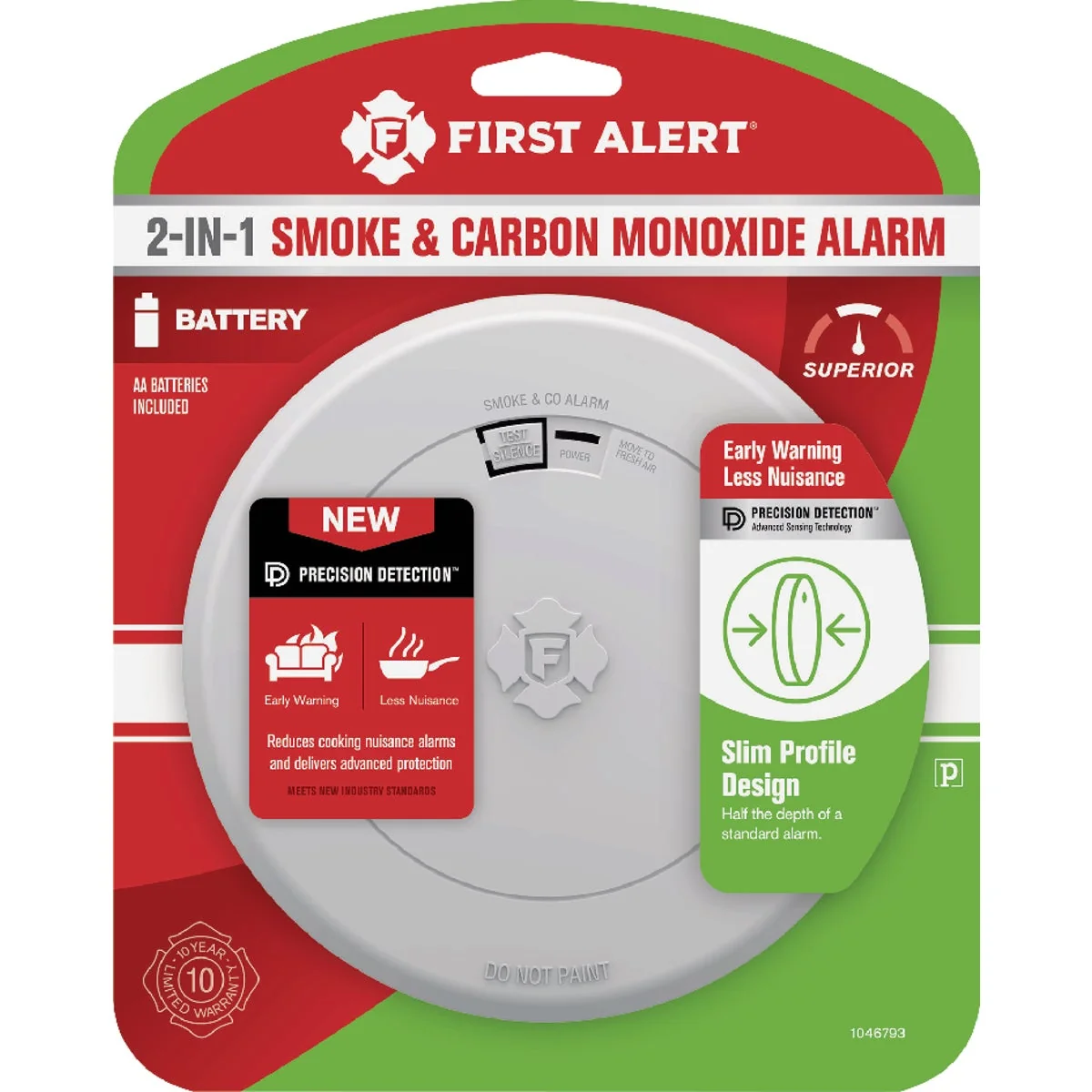 Refined First Alert 2-In-1 Battery Operated Photoelectric Smoke Carbon Monoxide Alarm Stylish