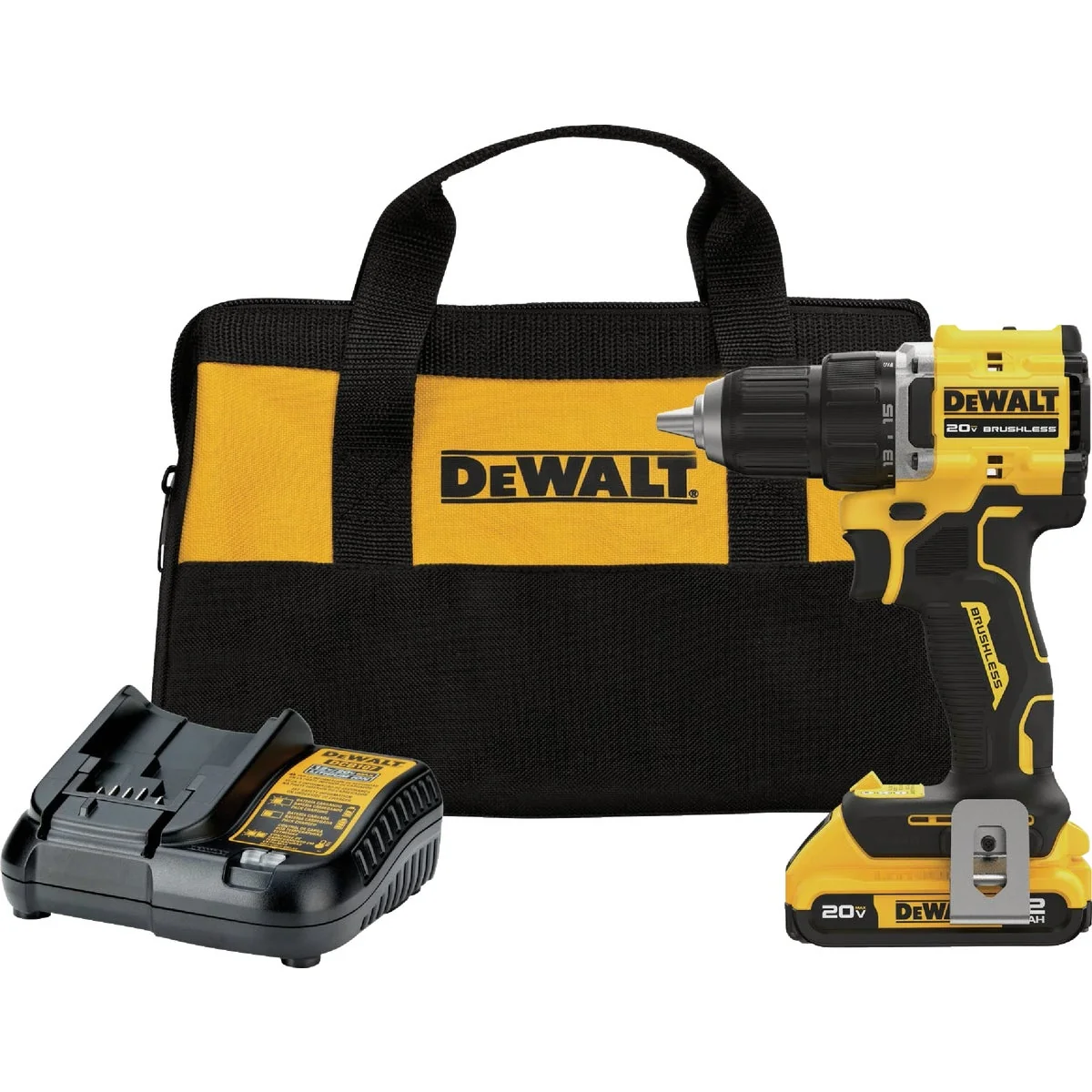 Proven DEWALT ATOMIC 20V MAX Brushless 1 2 In. Compact Cordless Drill Driver Kit with 2.0 Ah Battery Charger Durable