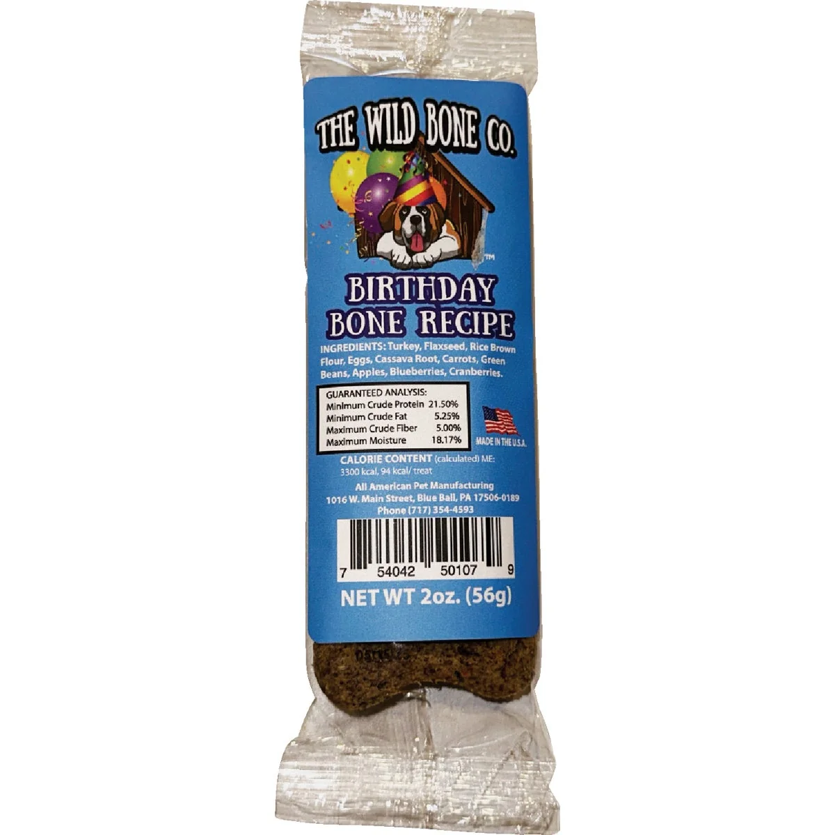 Versatile The Wild Bone Company Birthday Bone Dog Treat 2 Oz. Premium Material