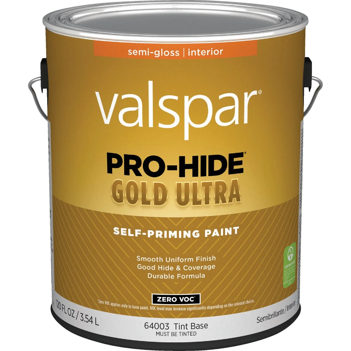 Superior Valspar Pro-Hide Gold Ultra Zero VOC Semi-Gloss Interior Wall Paint Tint Base 1 Gal. Proven