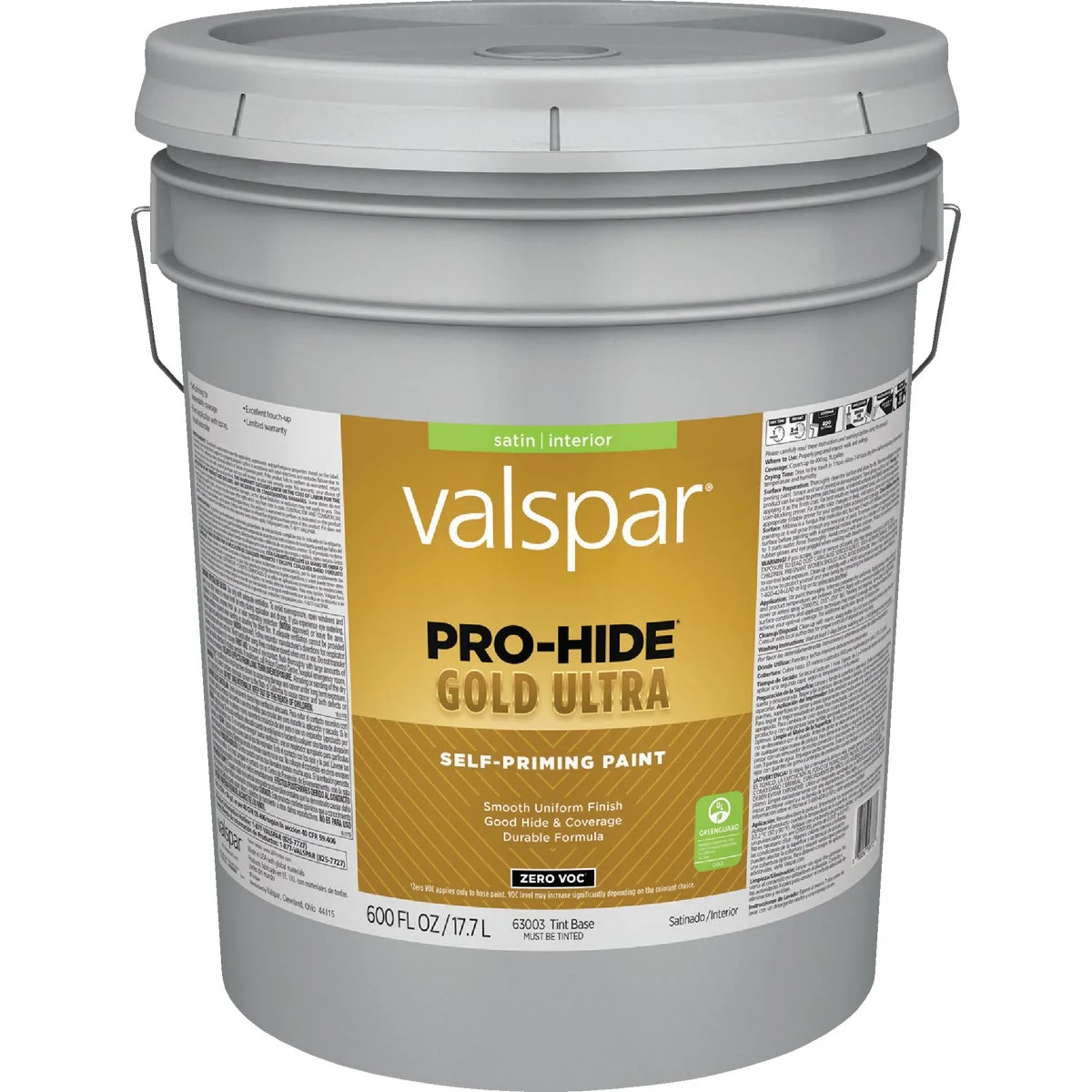 Versatile Valspar Pro-Hide Gold Ultra Zero VOC Satin Interior Wall Paint Tint Base 5 Gal. Reusable