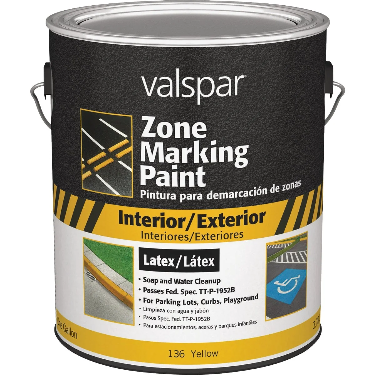 Reliable Valspar 1 Gal. Yellow Latex Traffic Zone Marking Paint Smooth