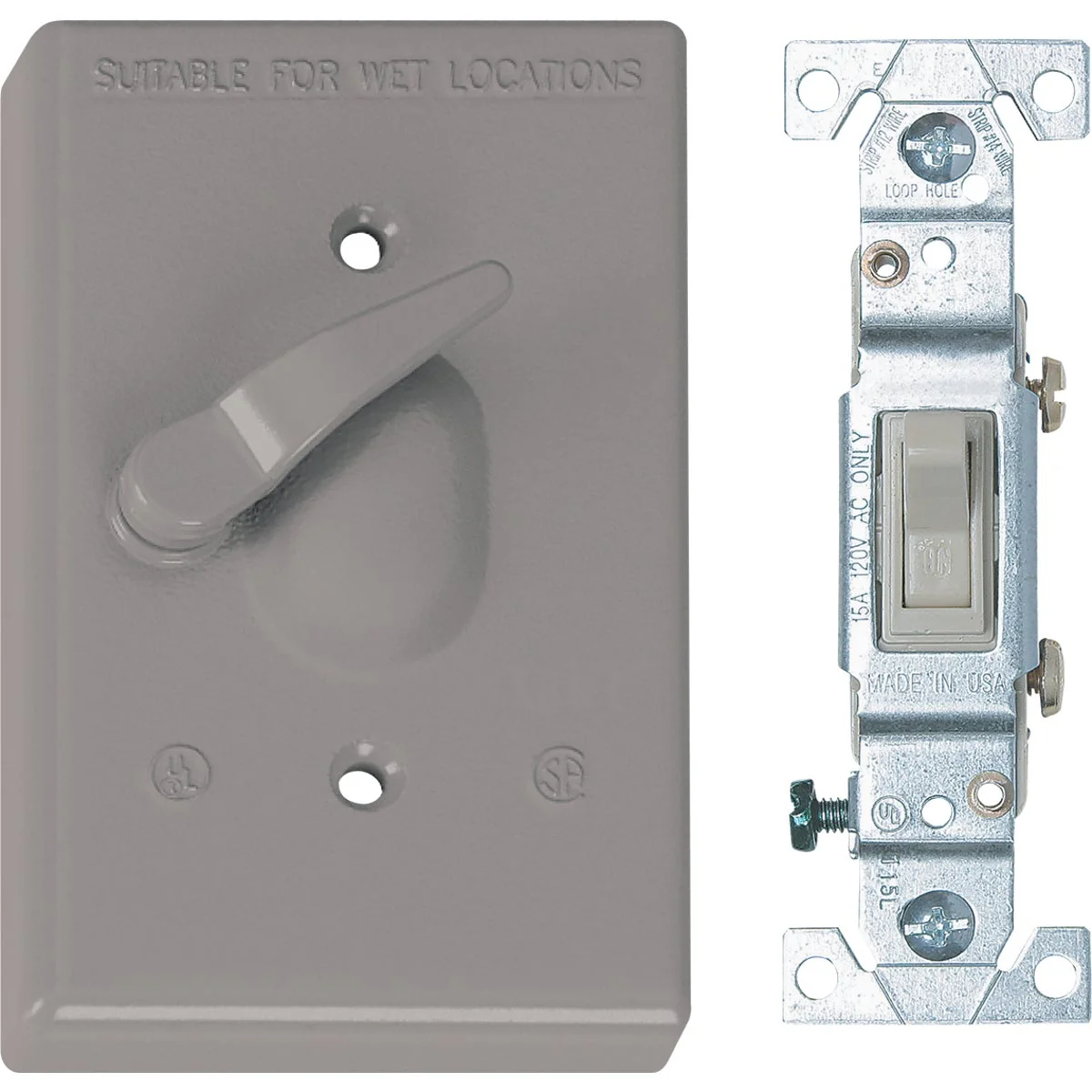 Innovative Southwire Single Toggle Vertical Mount Gray Weatherproof Cover with 3-Way Switch Effective