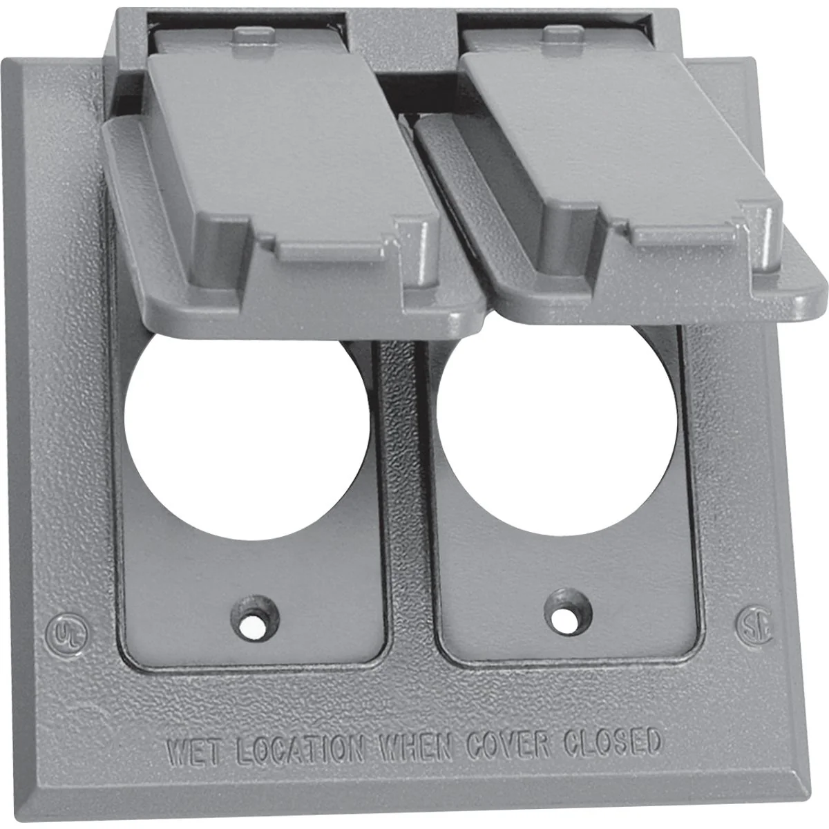 Trendy Southwire Dual Gang 1.406 In. Dia. Gray Vertical Weatherproof Single Receptacle Cover Convenient