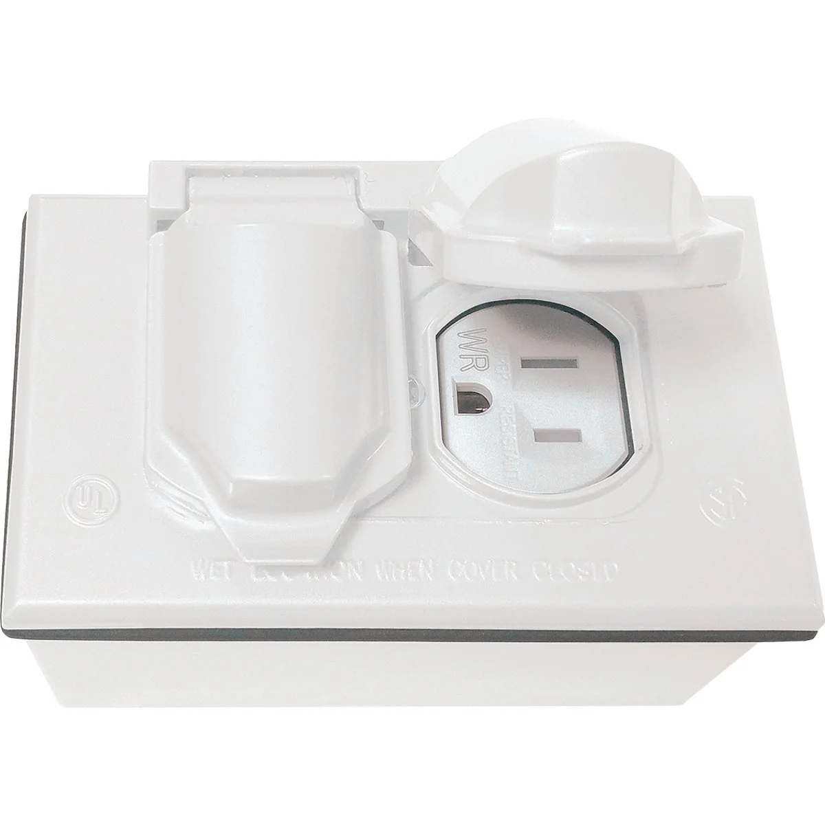 Versatile Southwire Single Gang White Horizontal Weatherproof Duplex Cover with Duplex Device Single Gang Junction Box Official