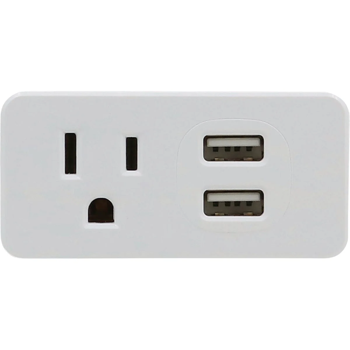 Long-Lasting Prime Wire Cable White 15A 1-Outlet Wall Tap With 2 USB-A Practical