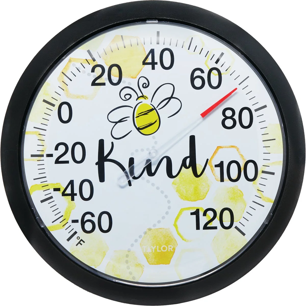 Elite Taylor 13.25 In. Bee Kind Round Dial Thermometer Safe