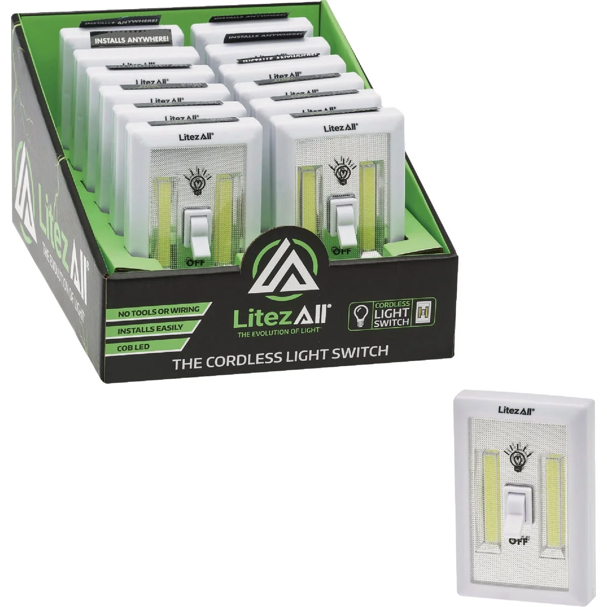 Trendy LitezAll White COB LED 200 Lm. Wireless Light Switch Safe