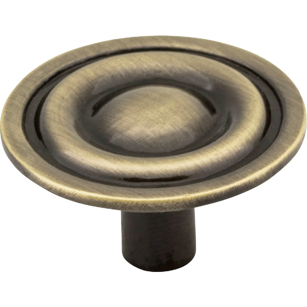 Unique Elements Kingsport 1-5 16 In. Diameter Brushed Antique Brass Ringed Mushroom Knob Detailed