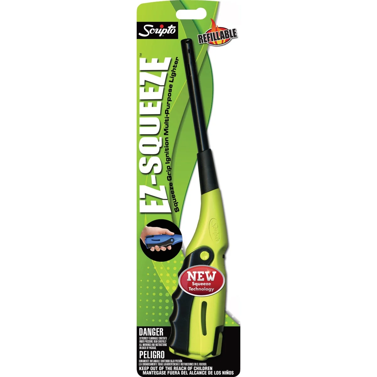 Reusable Scripto EZ Squeeze Refillable Utility Lighter Premium