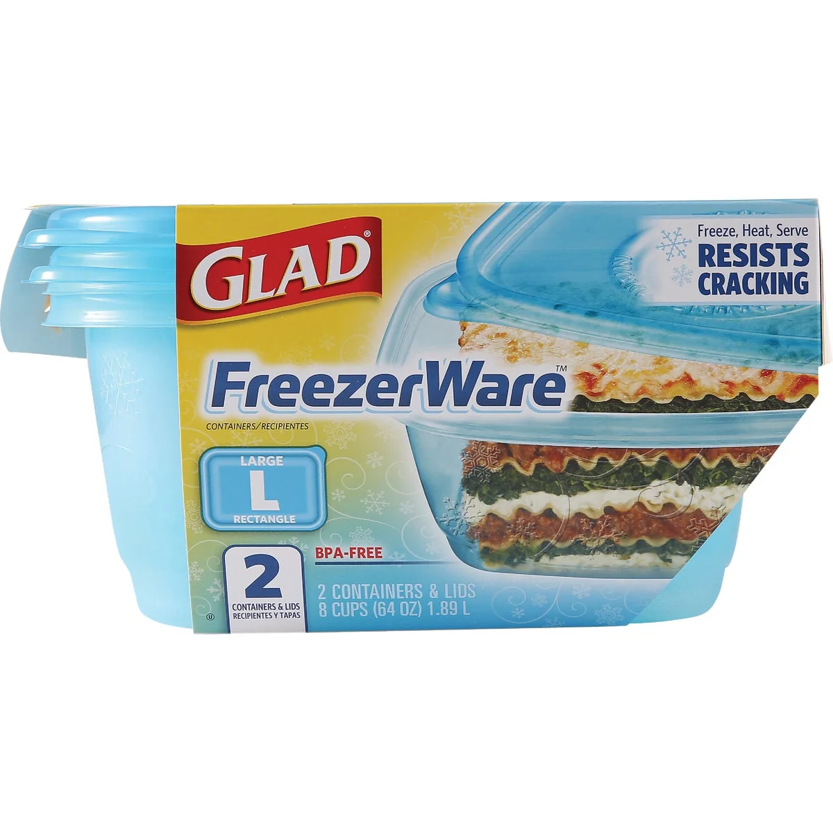 Crafted Glad zerware 64 Oz. Blue Rectangle Container 2-Pack Convenient