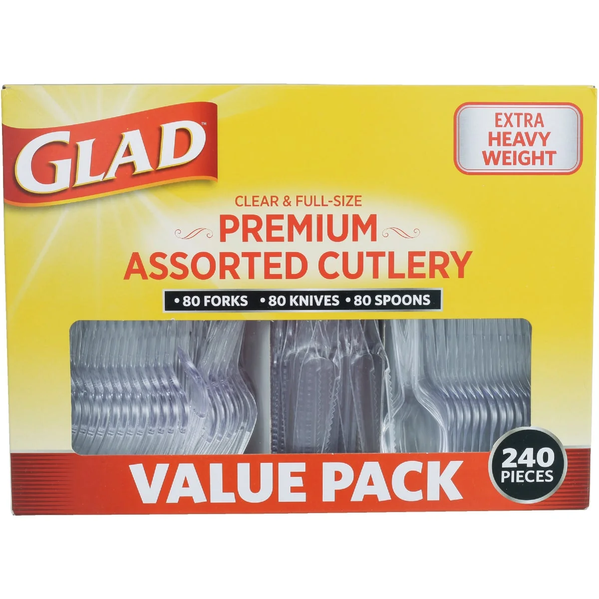 High-Grade Glad Clear Assorted Cutlery Set 240-Piece Traditional