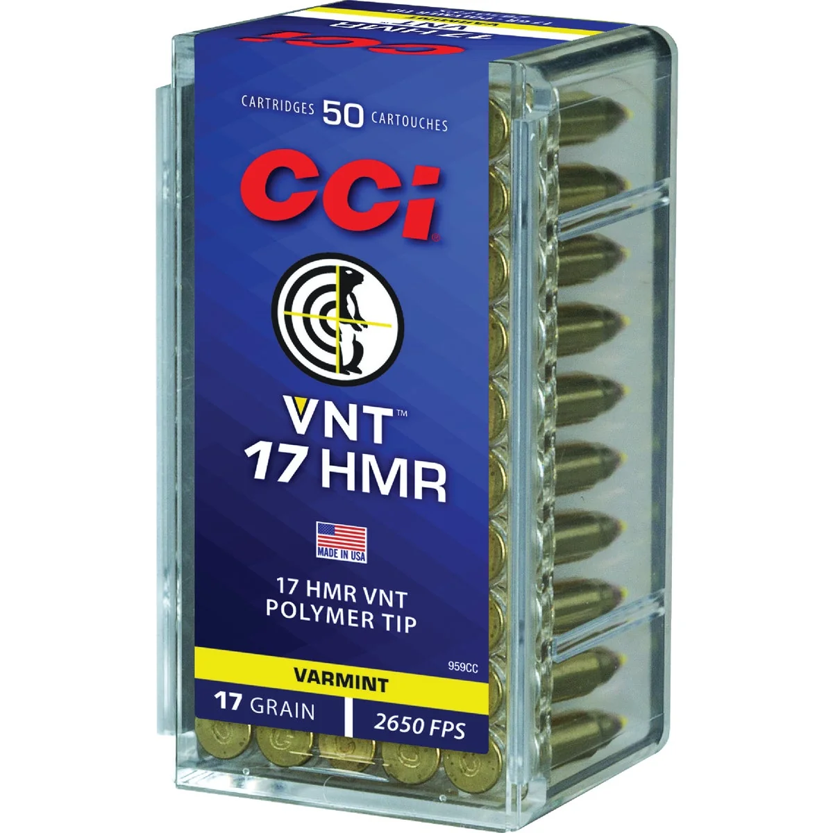 High-End CCI 17 HMR 17 Grain Varmint Tipped Rimfire Ammunition Cartridges Artisan