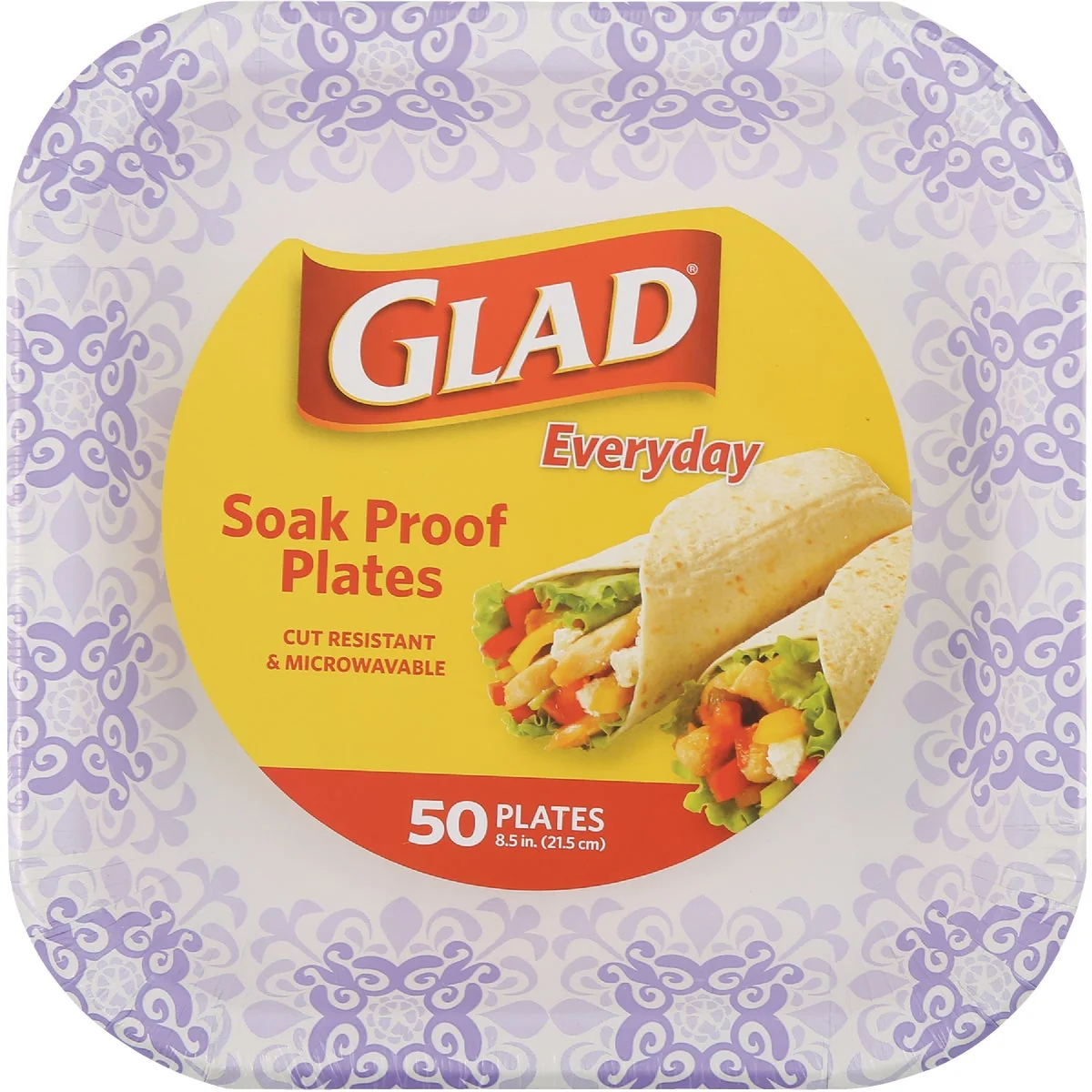Premium Material Glad Everyday 8.5 In. Purple Victorian Square Paper Plates 50-Count Soft