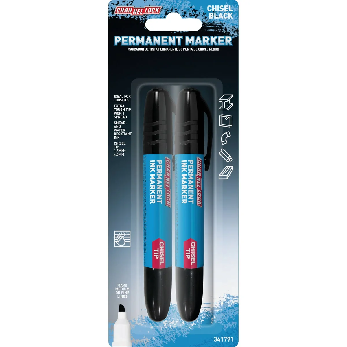 Solid Channellock Chisel Tip Ink Marker 2-Pack Convenient