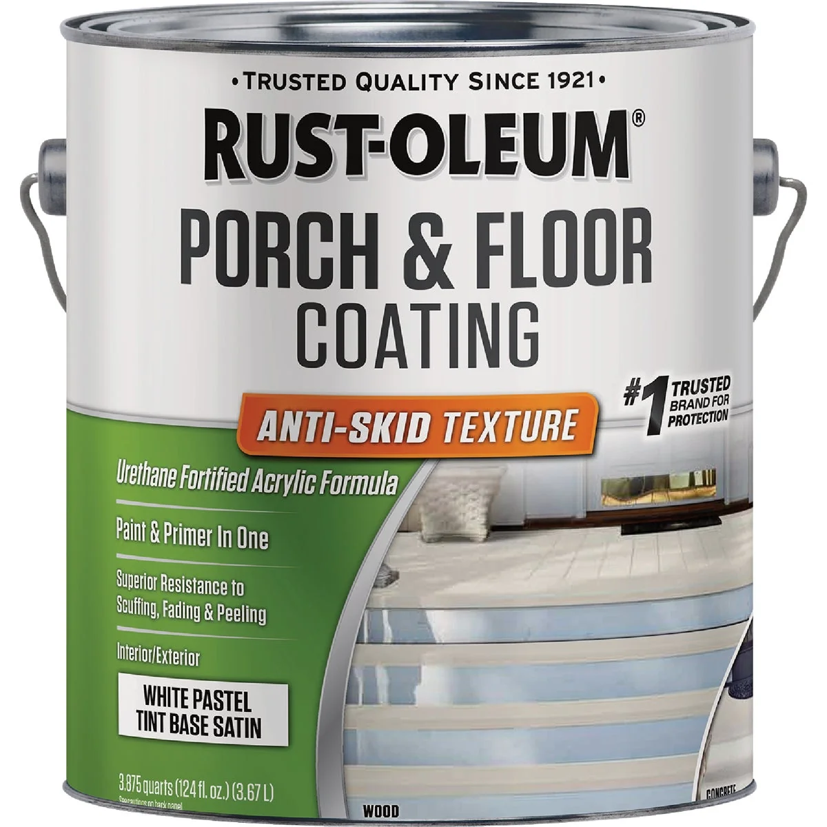 First-Class Rust-Oleum 1 Gal. Low VOC White Pastel Tint Base Satin Anti-Skid Porch and Floor Coating Effective