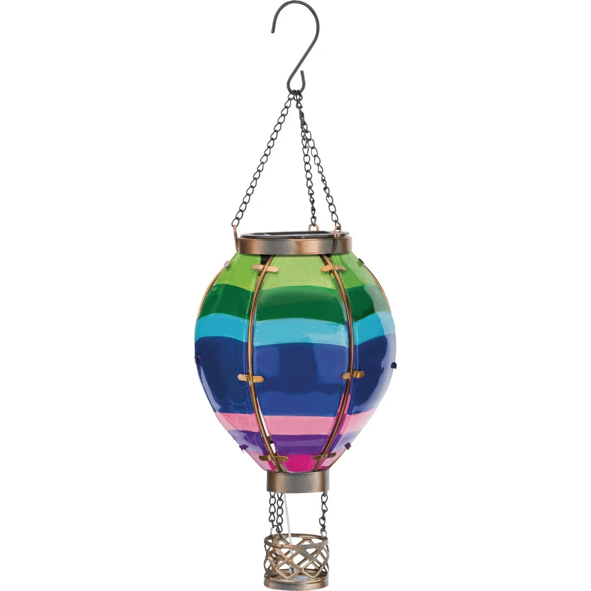 Reliable Regal Art Gift Small Striped Hot Air Balloon Solar Lantern Reusable