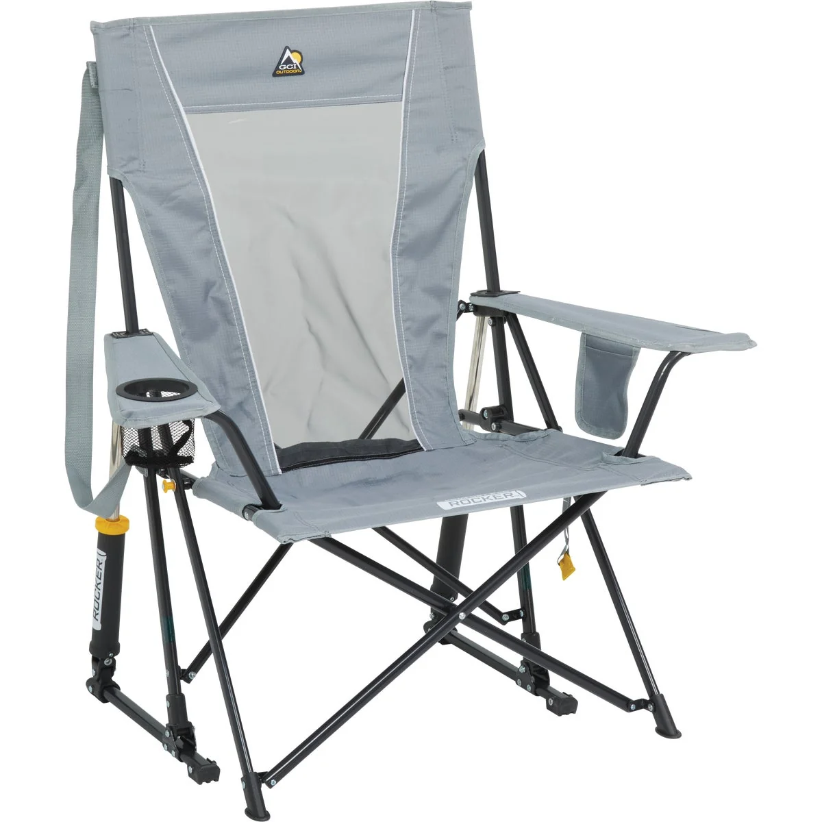 Clean GCI Outdoor Comfort Pro Mercury Gray PVC-Backed Polyester Steel Powder-Coated Folding Rocker Top-Quality